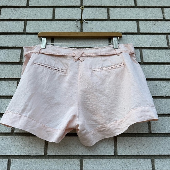 J. Crew Linen Blend Belted Shorts City Fit Pockets Blush Ballet Pastel Pink - Picture 9 of 10